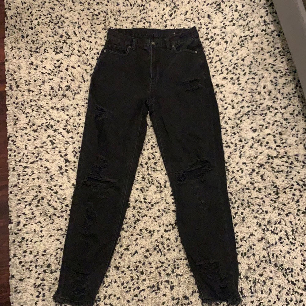 black american eagle mom jeans